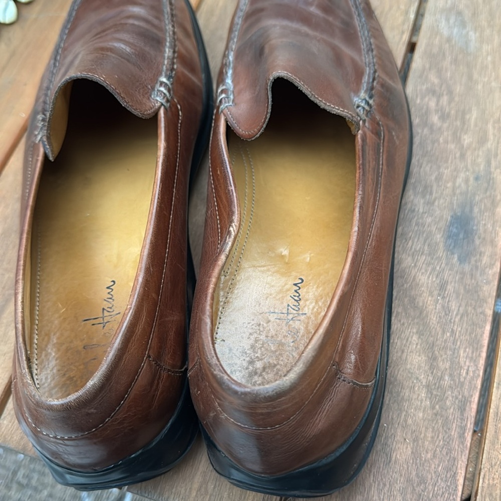 Rare Cole Haan  Nike Air Mens Shoes Dempsey Tan Leather Dress Casual  Loafers - Picture 4 of 6